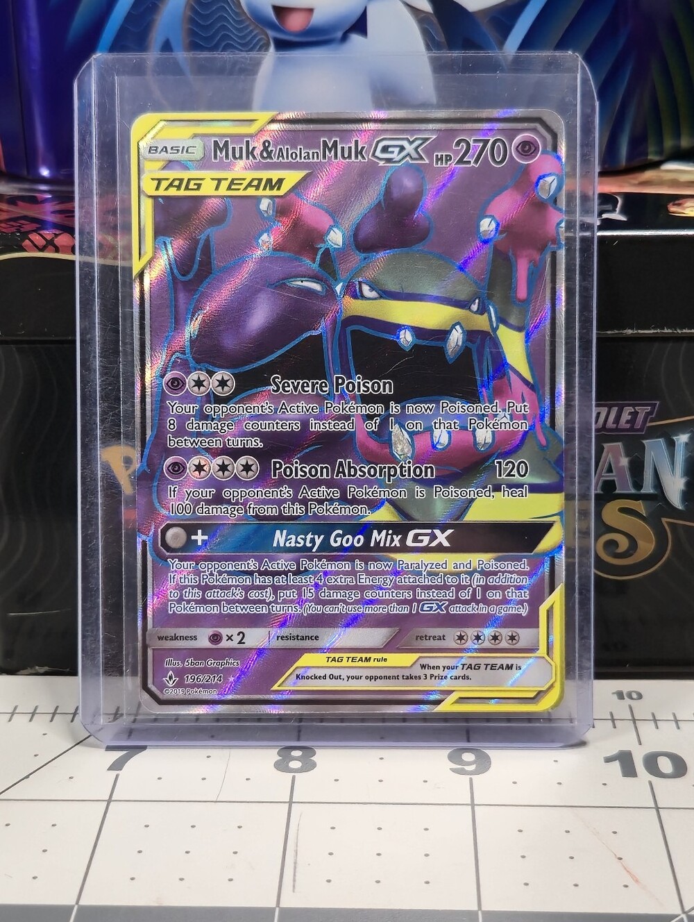 Pokemon Muk & Alolan Muk GX Tag Team Holographic Card 196